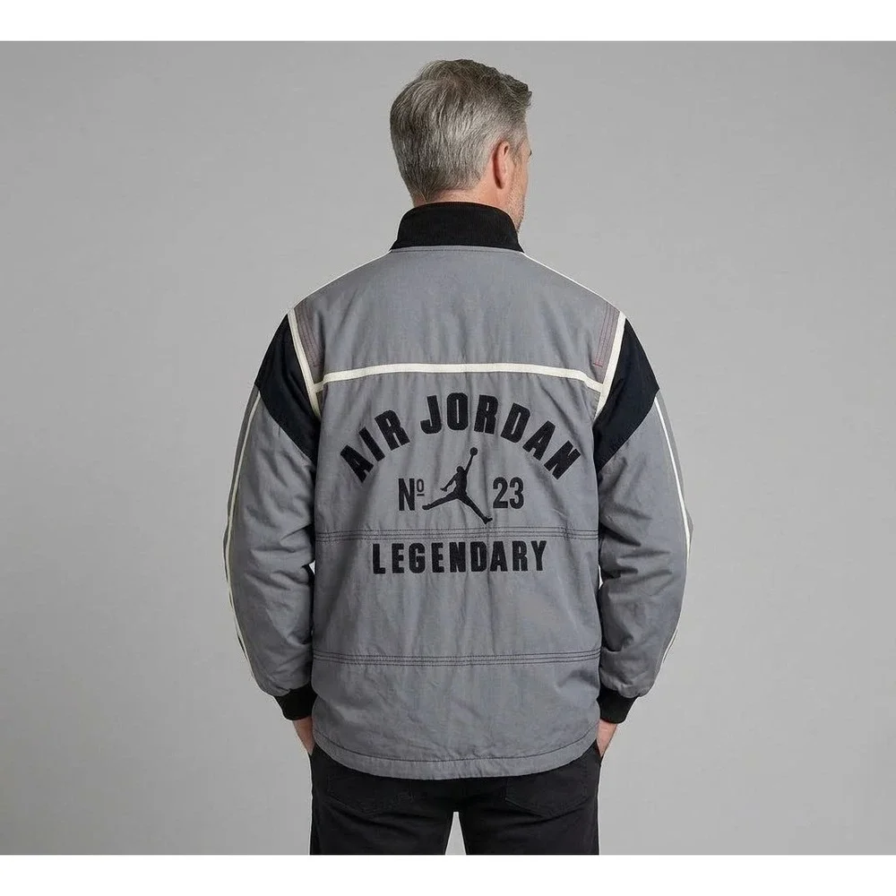 Vintage 90s Nike Air Jordan Legendary No 23 XL Gray Full Zip Jacket RN56323